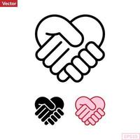 Handshake, heart symbol icon vector illustration