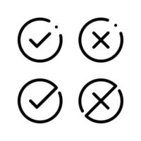 Vector of Check Mark Tick Right Wrong Yes No Icon Flat design