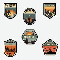 Vintage Camping Mountain Adventures badges Sticker design vector