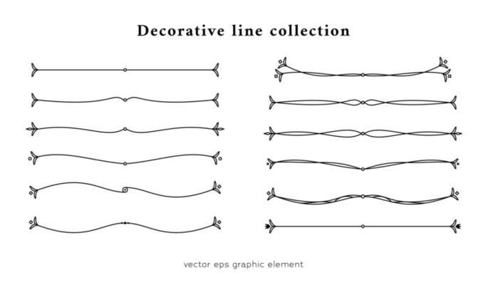 decorative line with fleur line decoration graphic element collection