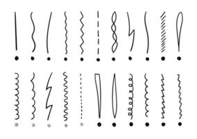 escrito línea Arte exclamación marcas conjunto en diferente estilos. increíble para letras y ilustraciones. vector