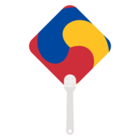 Aesthetic Manual Handle Hand Fan Sam Taeguk Flag png