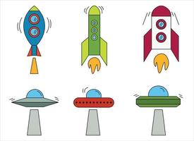 space rocket design illustration isolated on transparent background vector