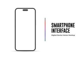 Realistic Smartphone Interface, High Quality Mobile Phone Front View, Empty Screen Vector Mockup