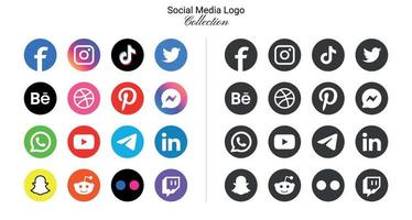 Popular social network logo icons facebook instagram youtube pinterest and etc logo icons, social media icons vector