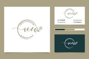 Initial OE Feminine logo collections and business card template Premium Vector