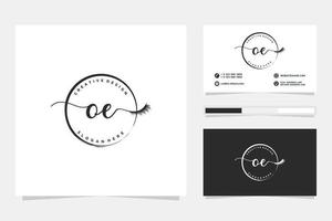 Initial OE Feminine logo collections and business card template Premium Vector