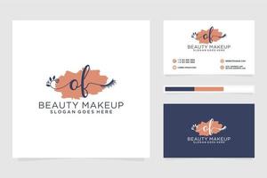 Initial OF Feminine logo collections and business card template Premium Vector