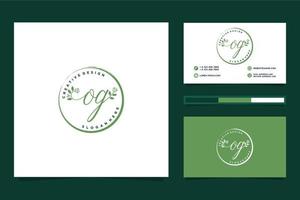 Initial OG Feminine logo collections and business card template Premium Vector
