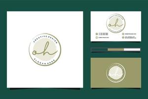 Initial OH Feminine logo collections and business card template Premium Vector