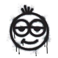 Spray Painted Graffiti smiling face emoticon isolated on white background. vector illustration.