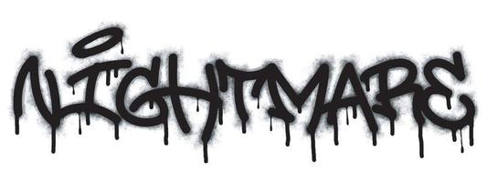 Nightmare word graffiti and symbols are sprayed with black vector