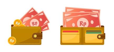 billetera con indonesio rupia dinero vector