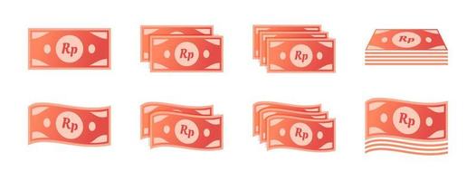Indonesian Rupiah Banknote Icon Set vector