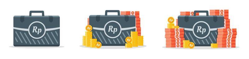 Indonesian Rupiah Money Case Icons vector