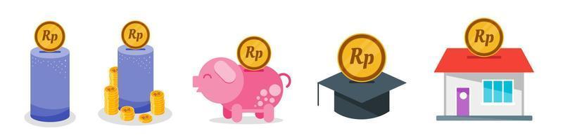 Saving Indonesian Rupiah Money Set vector