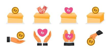 Donation Using Indonesian Rupiah Money Icons vector