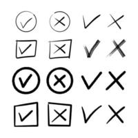 Tick and cross  signs. Checkmark OK and X icons. vector