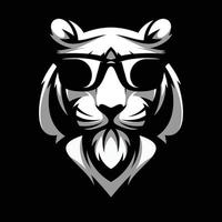 Tiger Sunglass Black and White Mascot Design vector