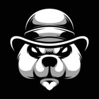 Bear Cap Black and White Mascot Design vector