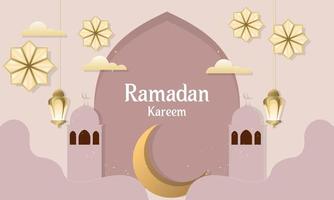 Ramadán kareem de islámico festival diseño con islámico decoraciones vector