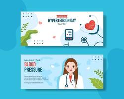 World Hypertension Day Horizontal Banner Cartoon Hand Drawn Templates Background Illustration vector