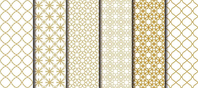 Set of 6 Oriental seamless pattern design element. vector