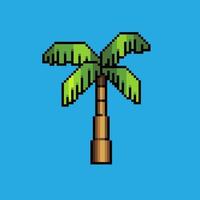 Pixel art illustration Palm tree. Pixelated palm tree. Green nature beach palm tree pixelated for the pixel art game and icon for website and video game. old school retro. vector