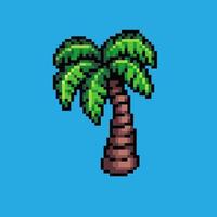 Pixel art illustration Palm tree. Pixelated palm tree. Green nature beach palm tree pixelated for the pixel art game and icon for website and video game. old school retro. vector