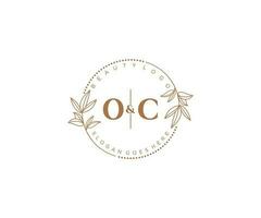 initial OC letters Beautiful floral feminine editable premade monoline logo suitable for spa salon skin hair beauty boutique and cosmetic company. vector
