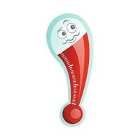 Isolated cartoon thermometer character with a fever vector graphic illustration