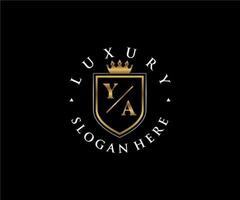 Initial YA Letter Royal Luxury Logo template in vector art for Restaurant, Royalty, Boutique, Cafe, Hotel, Heraldic, Jewelry, Fashion and other vector illustration.