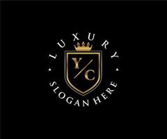 Initial YC Letter Royal Luxury Logo template in vector art for Restaurant, Royalty, Boutique, Cafe, Hotel, Heraldic, Jewelry, Fashion and other vector illustration.