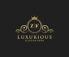 Initial ZF Letter Royal Luxury Logo template in vector art for Restaurant, Royalty, Boutique, Cafe, Hotel, Heraldic, Jewelry, Fashion and other vector illustration.