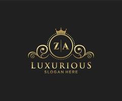 Initial ZA Letter Royal Luxury Logo template in vector art for Restaurant, Royalty, Boutique, Cafe, Hotel, Heraldic, Jewelry, Fashion and other vector illustration.