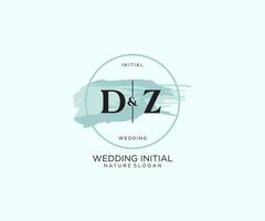 Initial DZ Letter Beauty vector initial logo, handwriting logo of initial signature, wedding, fashion, jewerly, boutique, floral and botanical with creative template for any company or business.