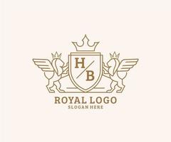 Initial HB Letter Lion Royal Luxury Heraldic,Crest Logo template in vector art for Restaurant, Royalty, Boutique, Cafe, Hotel, Heraldic, Jewelry, Fashion and other vector illustration.