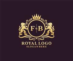 Initial FB Letter Lion Royal Luxury Logo template in vector art for Restaurant, Royalty, Boutique, Cafe, Hotel, Heraldic, Jewelry, Fashion and other vector illustration.