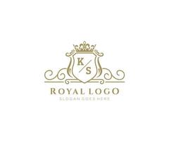 Initial KS Letter Luxurious Brand Logo Template, for Restaurant, Royalty, Boutique, Cafe, Hotel, Heraldic, Jewelry, Fashion and other vector illustration.