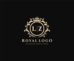 Initial LZ Letter Luxurious Brand Logo Template, for Restaurant, Royalty, Boutique, Cafe, Hotel, Heraldic, Jewelry, Fashion and other vector illustration.