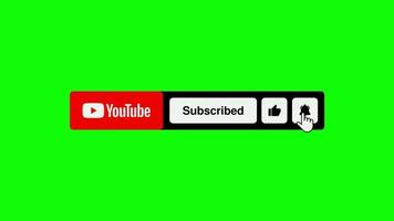 Youtube suscribir icono en verde pantalla. campana icono, pulgares icono en verde pantalla. video