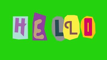 hello text- Ransom note Animation paper cut on green screen video