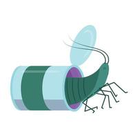 An insect in a tin can. The concept of pollution of nature. Ecological catastrophy. Vector illustration isolated on white background.