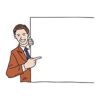 Illustration icon of gesture man doing presentation at meeting. really good for icon of powerpoint, presentation icon for your business vector