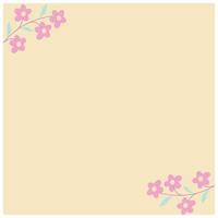 Cute floral frame with pink flowers on a beige background. Vector illustration. Plain background with floral ornaments between plain fields which can be used to place text.