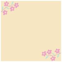 Cute floral frame with pink flowers on a beige background. Vector illustration. Plain background with floral ornaments between plain fields which can be used to place text.