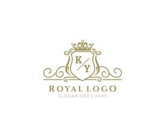 Initial KY Letter Luxurious Brand Logo Template, for Restaurant, Royalty, Boutique, Cafe, Hotel, Heraldic, Jewelry, Fashion and other vector illustration.