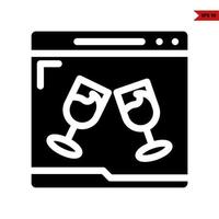 glass drink in monitor glyph icon vector