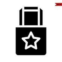 estrella en bolsa de mano glifo icono vector