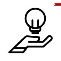 lamp in over hand line icon vector